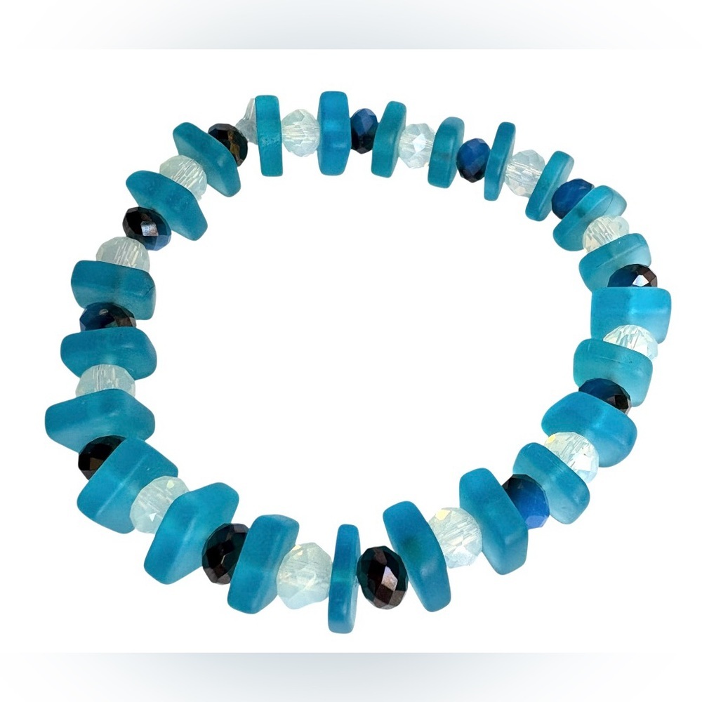 Natural Stone, Sea glass, Crystal and Czech Glass Beaded Stretch Bracelets. - Picture 11 of 15